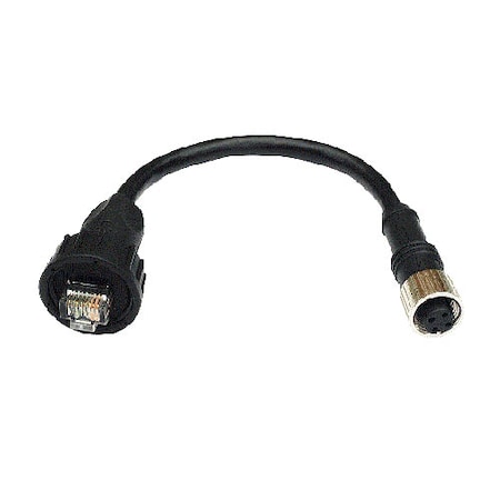 Moxa 10 Cm M12-To-Rj45 Cat-5E Utp Ethernet Cable W/ Ip67-Rated Female CBL-M12DFF4PRJ45-BK-10-IP67